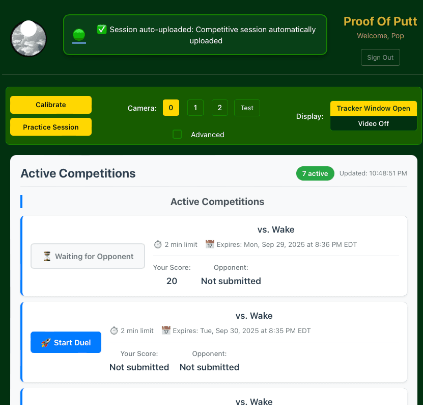 Desktop App Header Configuration and Active Competitions