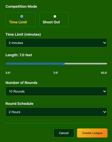 League Creation Modal - Competition Mode, Rounds, and Schedule