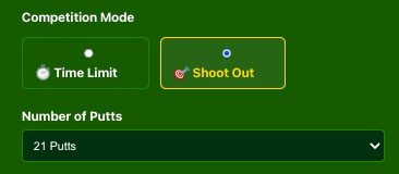 League Creation Modal - Shoot Out Number of Putts Settings